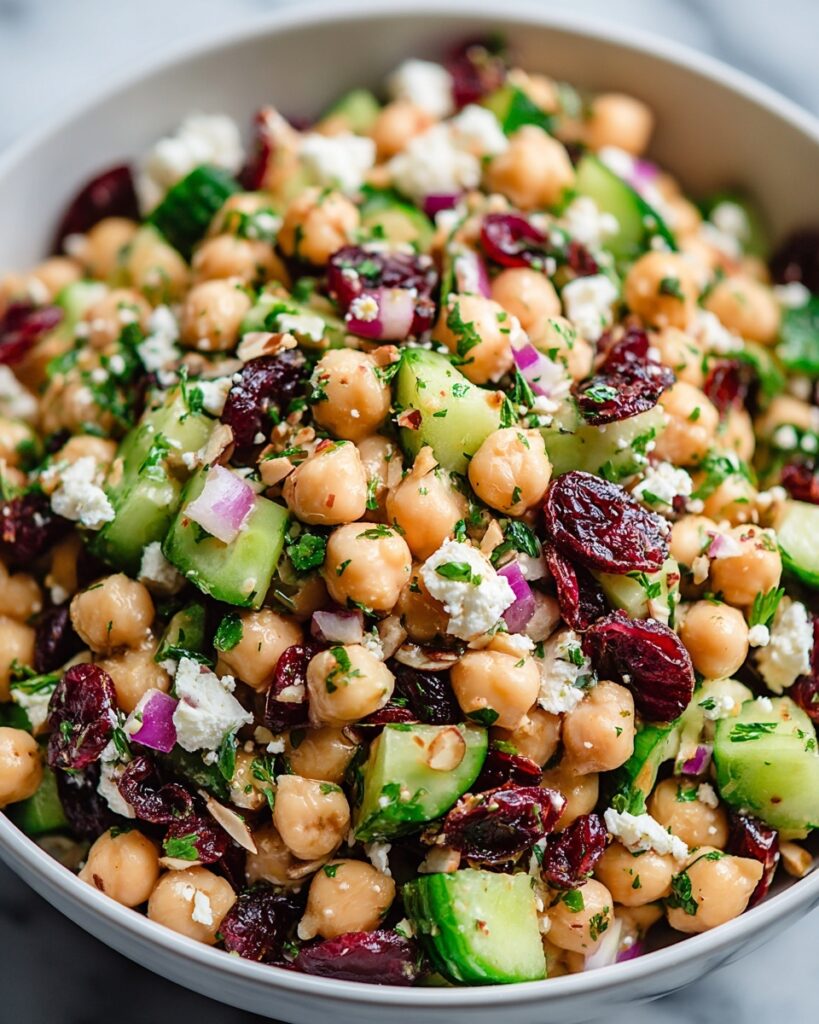 Feta and Cranberry Chickpea Salad with Lemon Vinaigrette Recipe