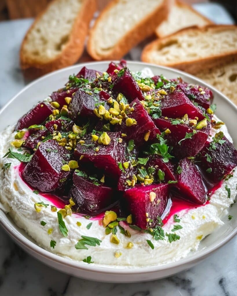 Whipped Feta with Roasted Beets & Pistachios – Creamy Mediterranean Appetizer Recipe