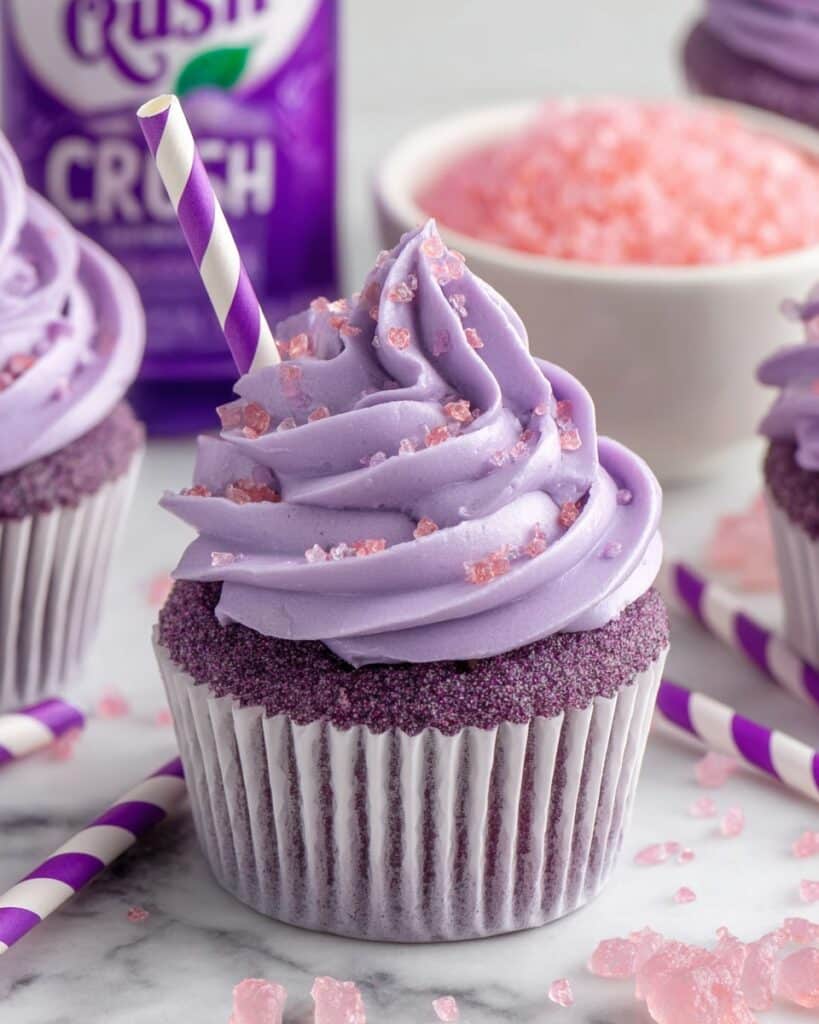 Grape Soda Cupcakes with Purple Frosting and Sparkling Sugar Recipe