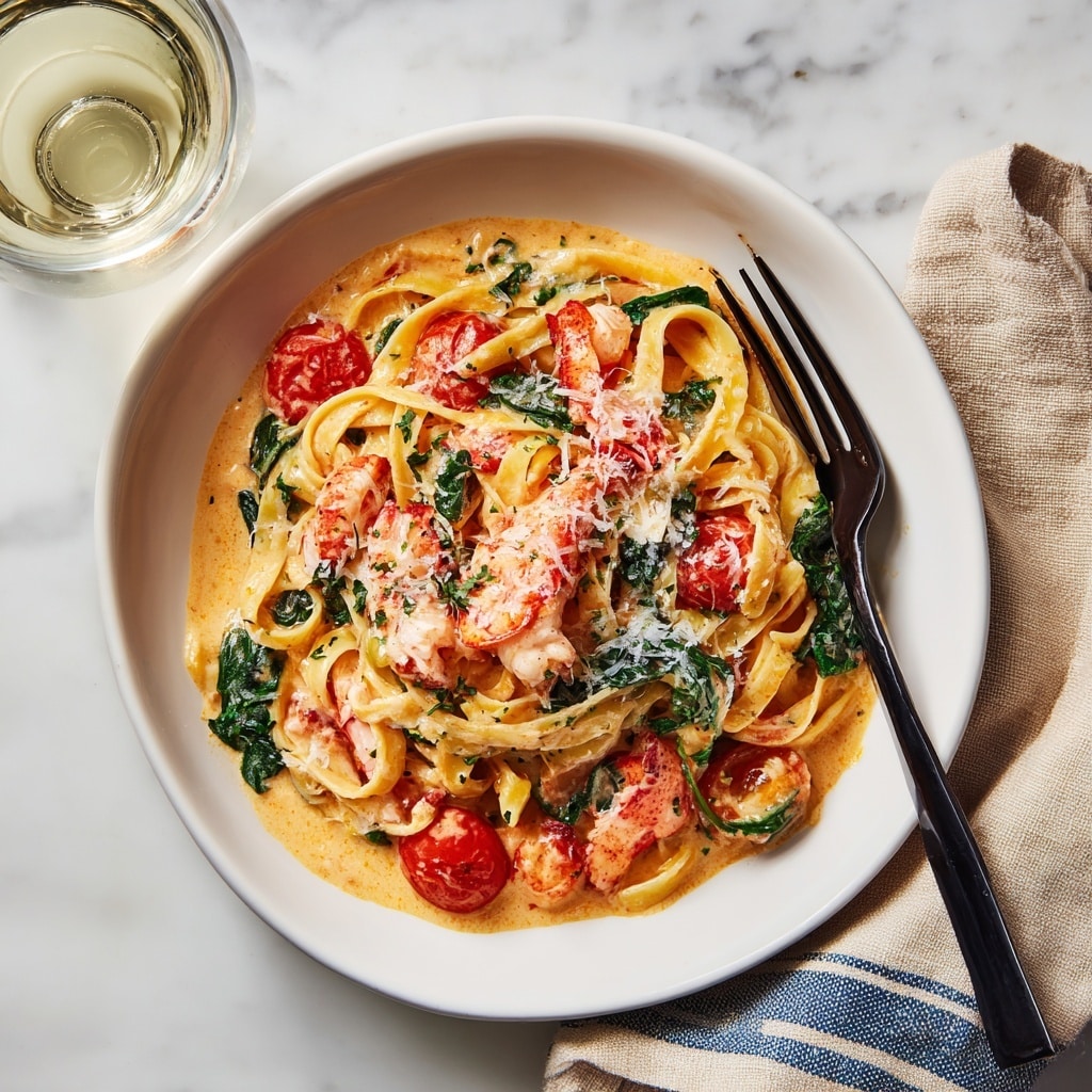 Lobster Alfredo with Spinach Recipe
