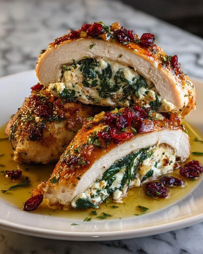 Cranberry & Spinach Stuffed Chicken Breasts with Goat Cheese Recipe