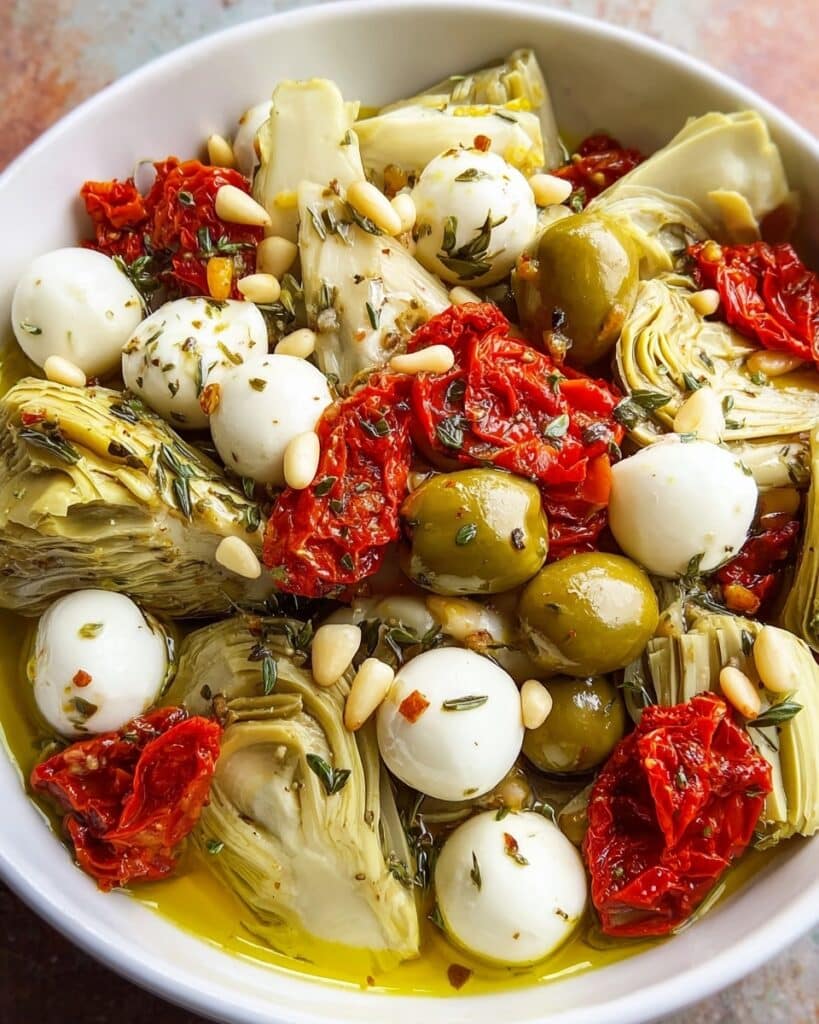 Marinated Mozzarella, Artichokes, and Olive Salad Recipe