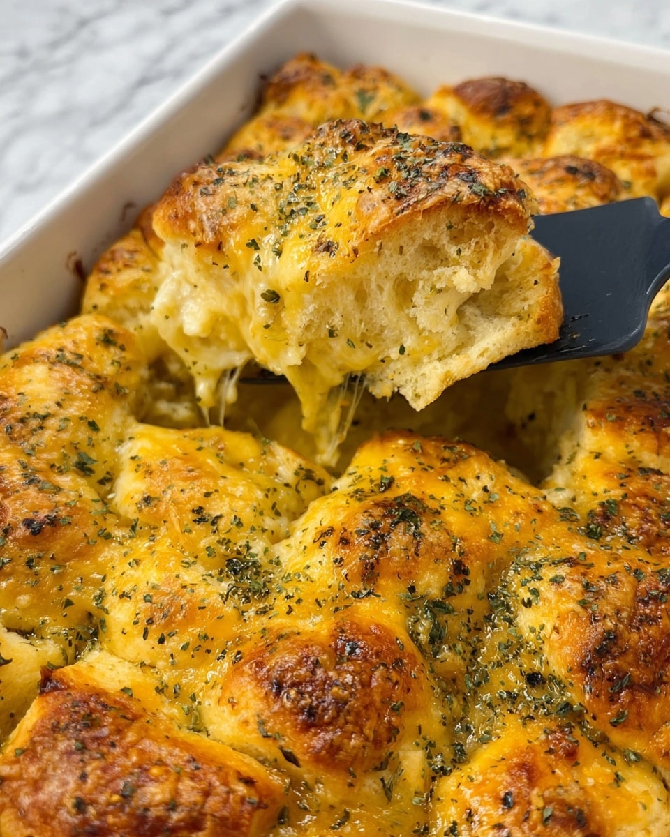 A white rectangular dish holds several rolled tortillas filled with shredded chicken and small bits of orange cheese, arranged side by side in two rows. The tortillas and their filling are almost fully covered by a thick, creamy yellow sauce with visible specks of herbs and spices throughout. The sauce has a smooth, glossy texture and pools slightly around the tortillas, filling the spaces between them. The background shows a white marbled surface with a can and a blue towel partially visible. photo taken with an iphone --ar 4:5 --v 7