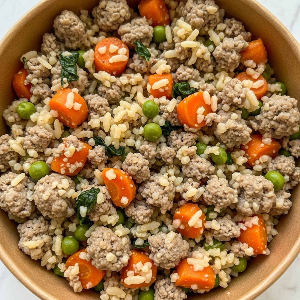 Homemade Slow Cooker Dog Food with Turkey, Vegetables, and Rice Recipe