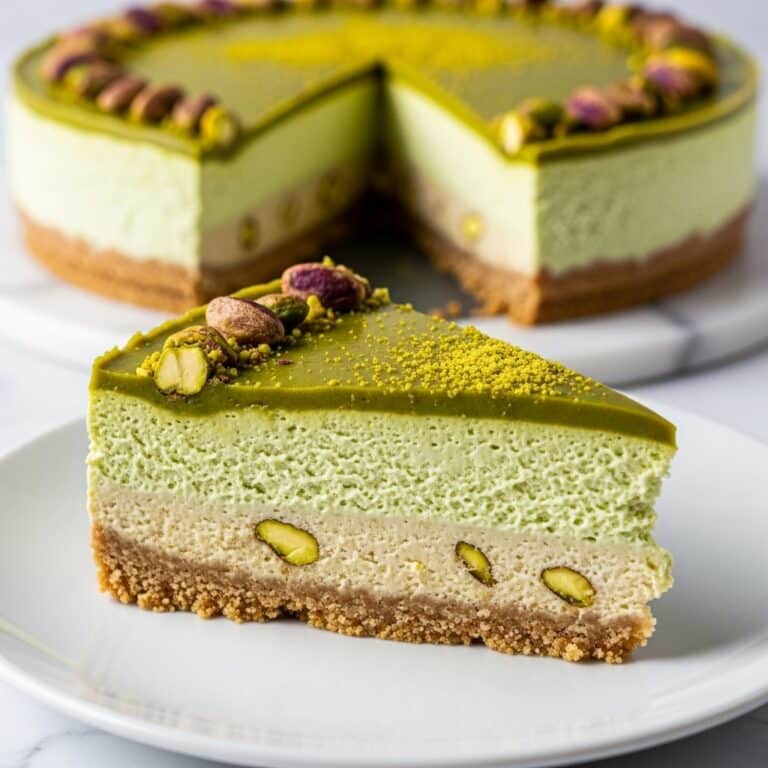 Pistachio Cheesecake with White Chocolate Ganache Recipe