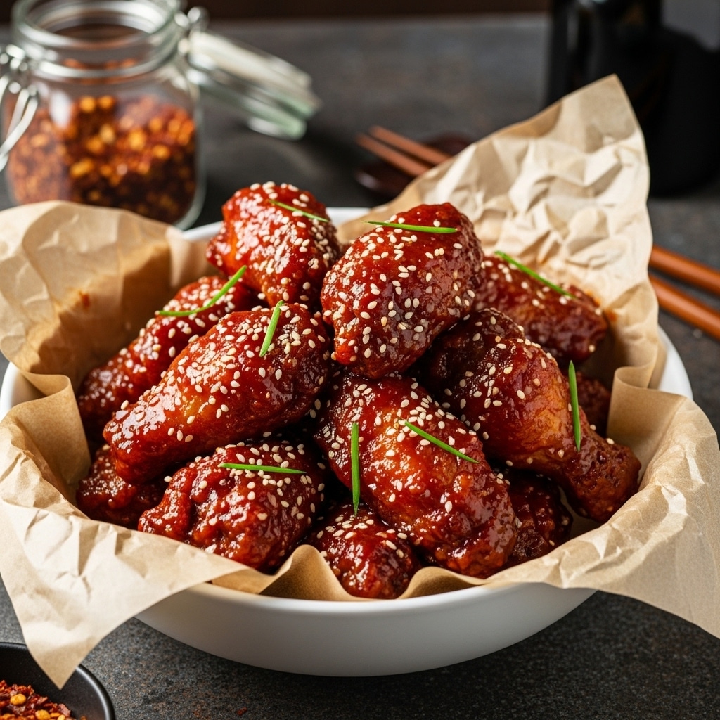 Korean Fried Chicken with Spicy Gochujang Glaze Recipe