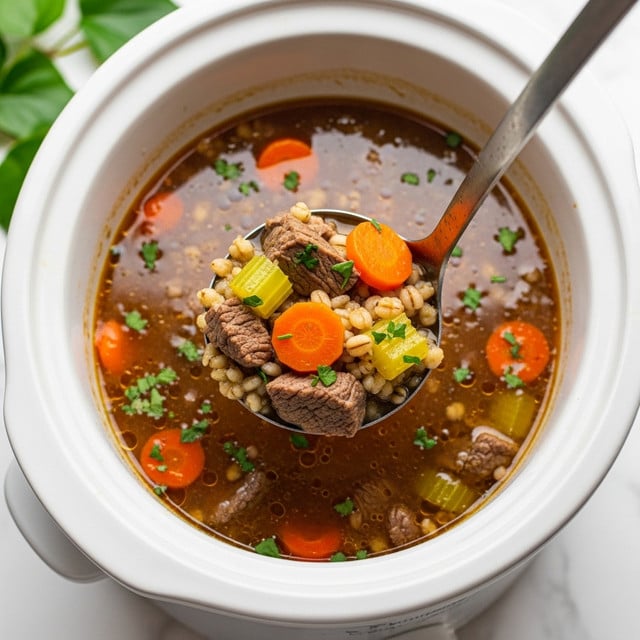 Slow Cooker Beef Barley Soup Recipe