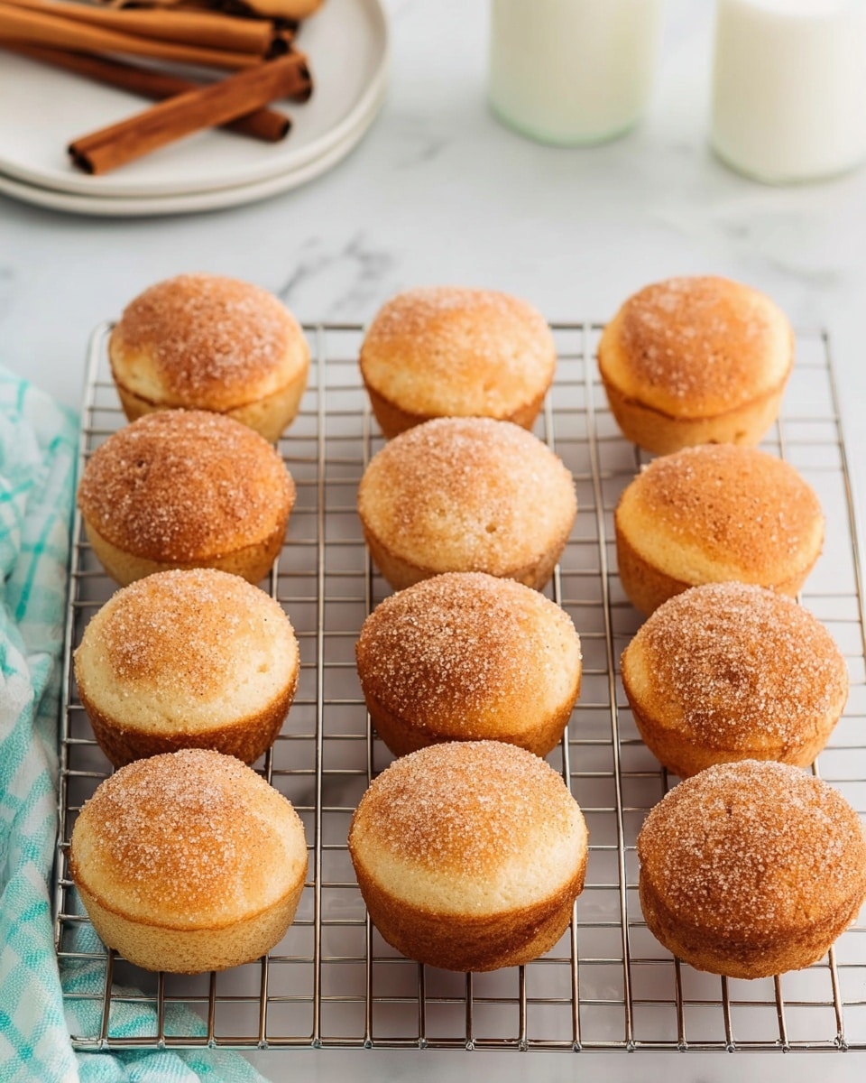 A close-up view of a single cinnamon sugar muffin with a bite taken out of its front, showing a soft and moist light beige crumb interior, topped with a grainy, slightly rough layer of golden-brown cinnamon sugar crust. The muffin sits alone on a clean white plate with a smooth surface, placed on a white marbled texture background. In the blurred background, there is another muffin on a wooden board with a green cloth, and a tall glass of milk. photo taken with an iphone --ar 4:5 --v 7