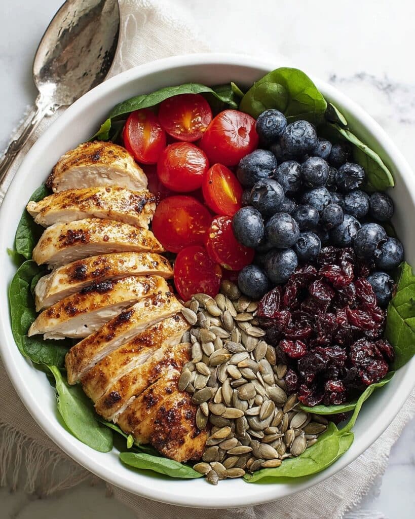 Spinach Blueberry Salad with Chicken and Poppyseed Dressing Recipe