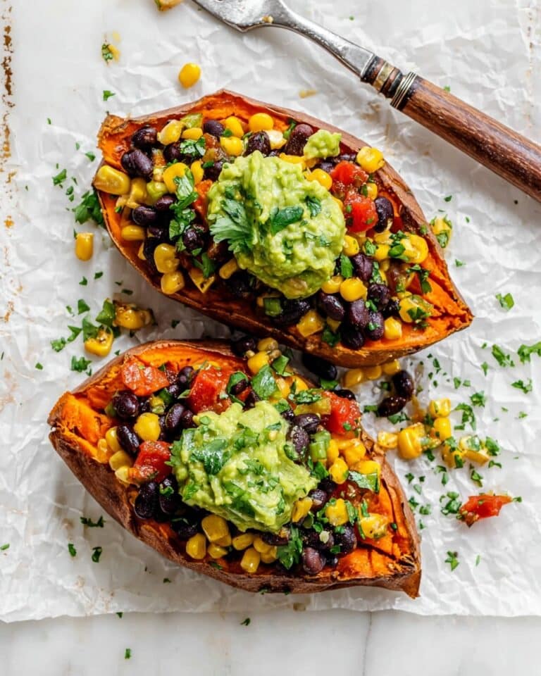 Stuffed Sweet Potatoes with Black Beans, Corn, and Tomato Recipe