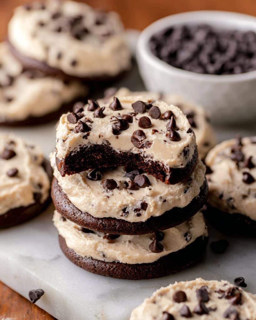 Chocolate Cookies with Edible Cookie Dough Topping Recipe