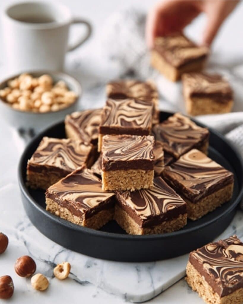 Peanut Butter Rice Krispie Treats with Chocolate Swirl Recipe