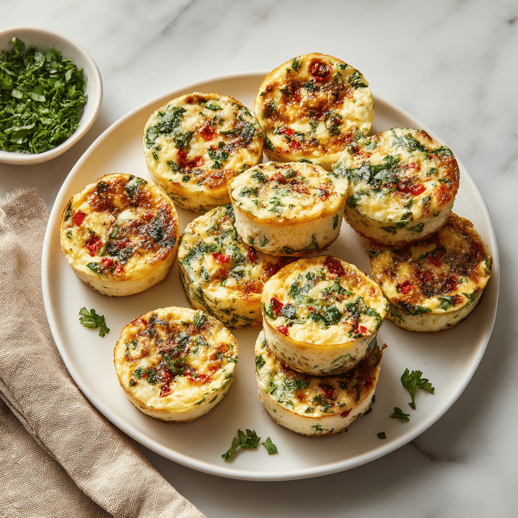 Egg White Bites with Feta, Roasted Red Pepper, and Spinach Recipe