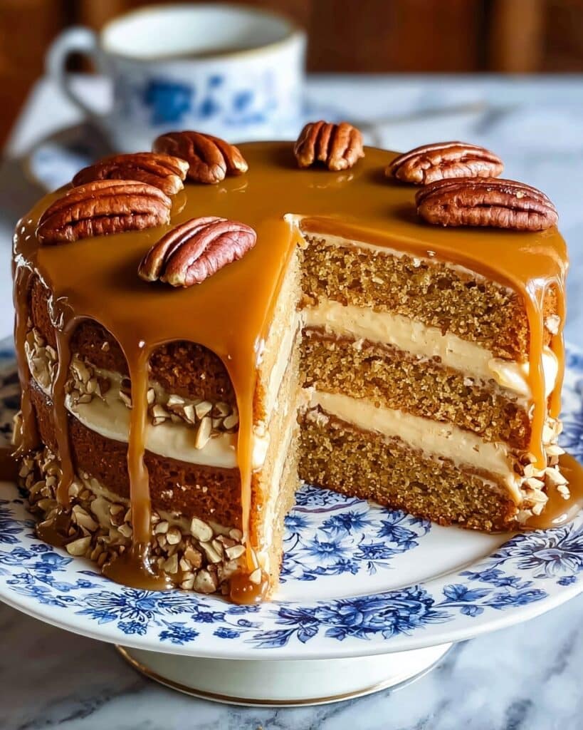 Caramel Pecan Layer Cake Recipe