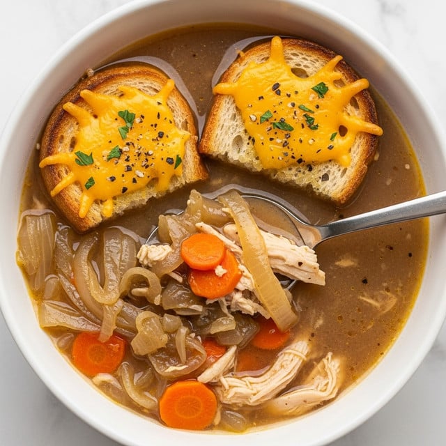 French Onion Chicken Soup with Cheesy Gruyère Toasts Recipe
