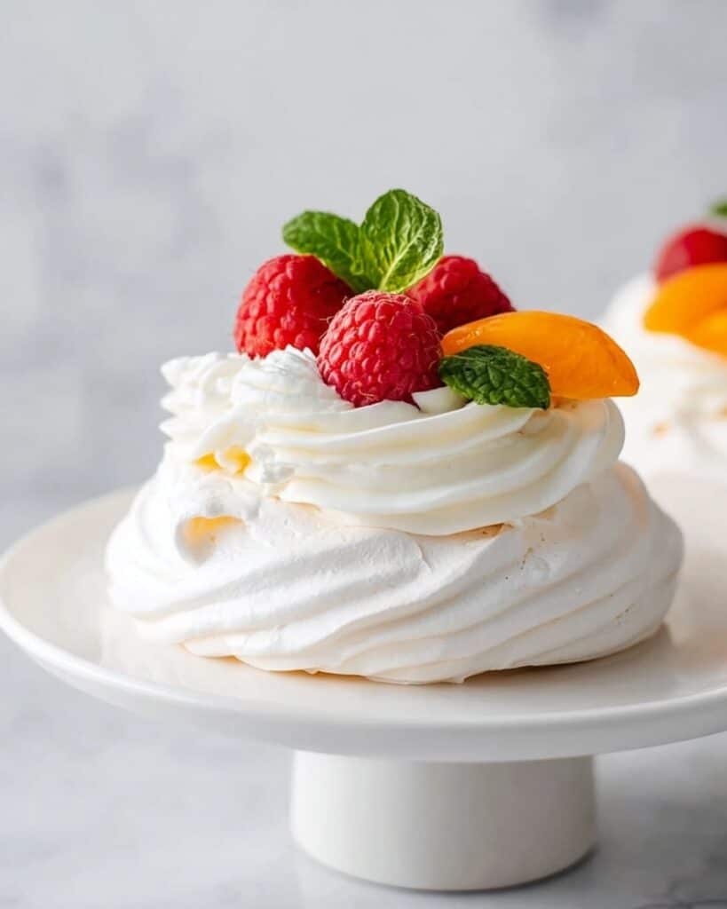 Mini Pavlova Dessert with Fresh Fruit and Whipped Cream Recipe