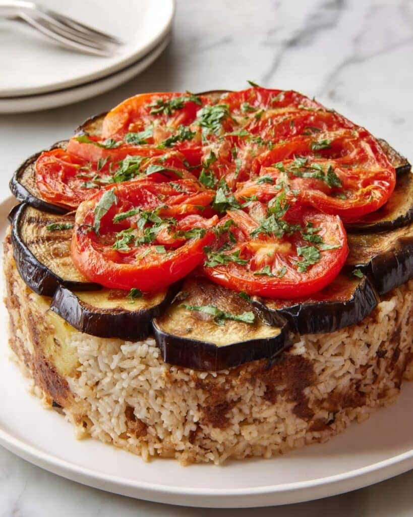Maqluba: One-Pot Middle Eastern Upside-Down Rice with Eggplant, Potatoes, and Chicken Recipe