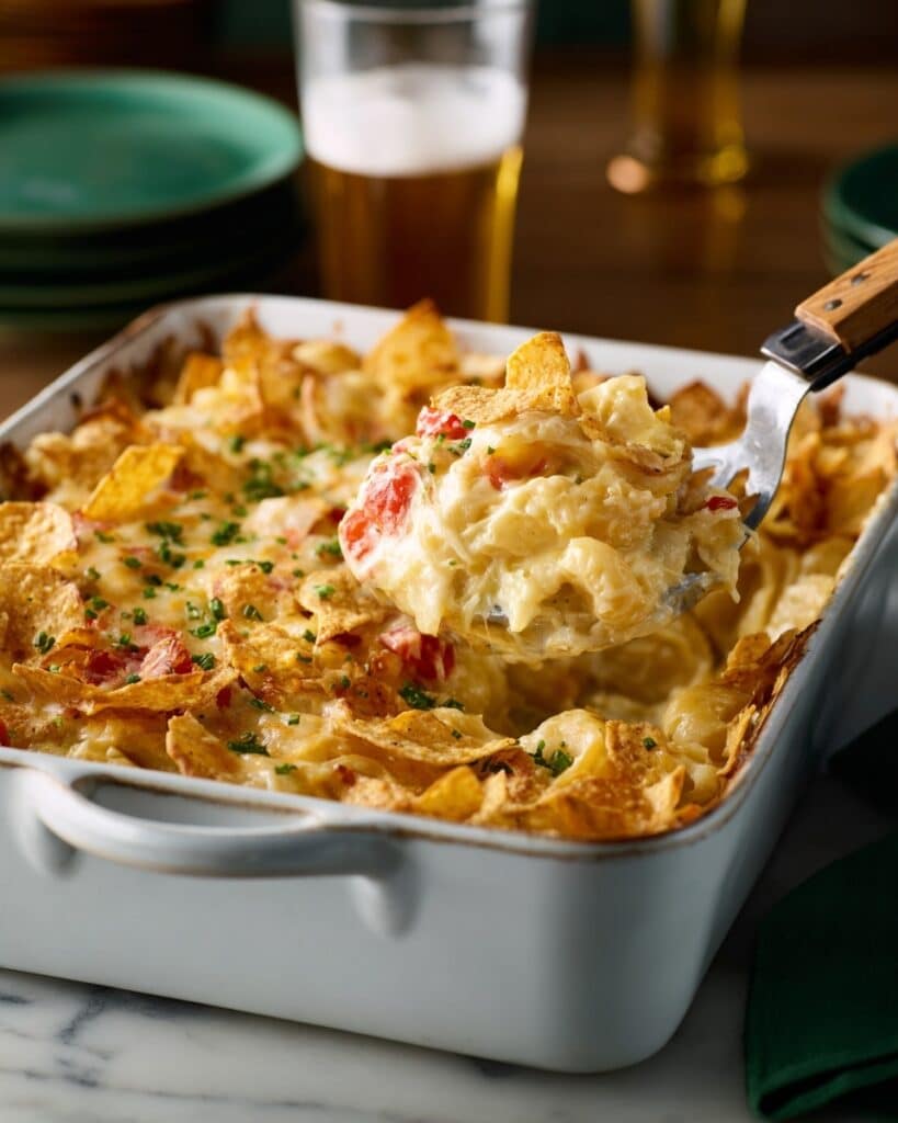Queso Mac and Cheese with Tortilla Chips and Green Chiles Recipe