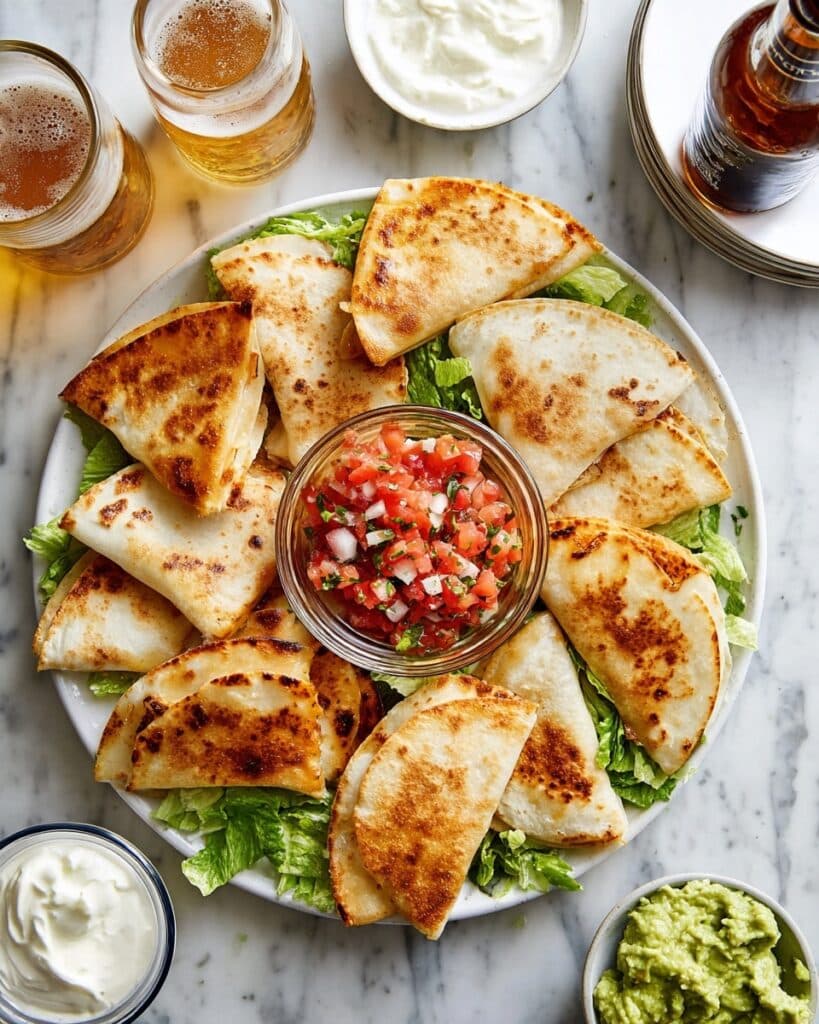 Mini Chicken Quesadillas with Salsa, Guacamole, and Pico de Gallo Recipe