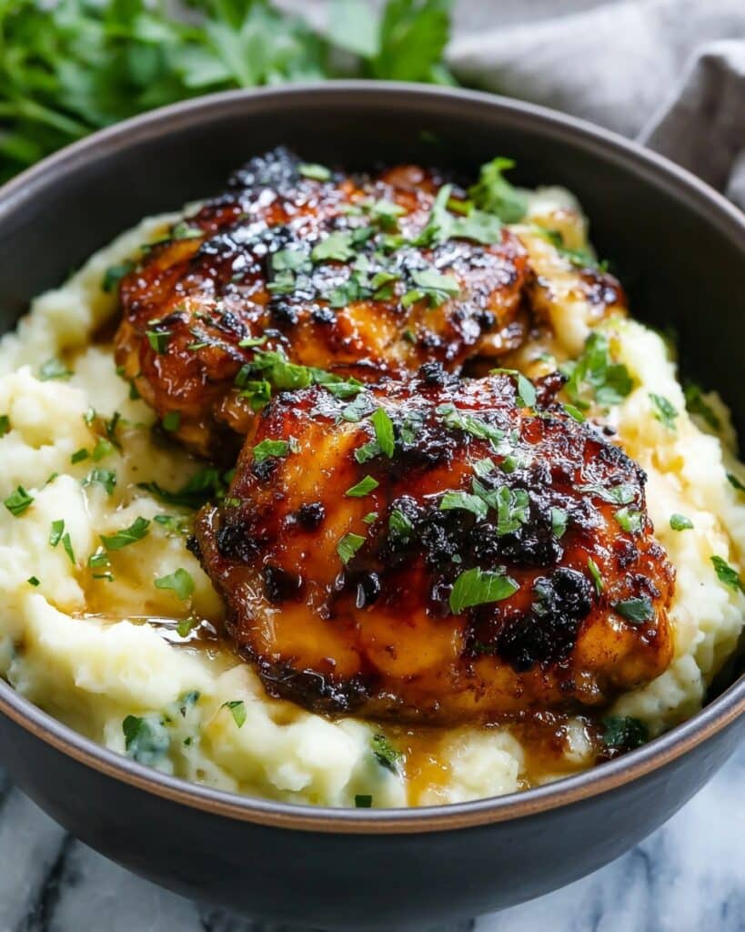 Chipotle Honey Chicken Thighs with Smoked Gouda Mashed Potatoes Recipe