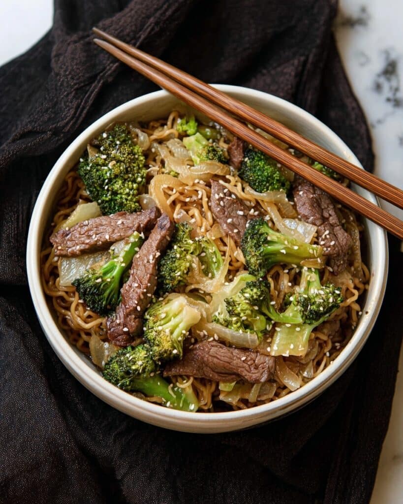 Easy Skillet Beef and Broccoli Ramen Recipe