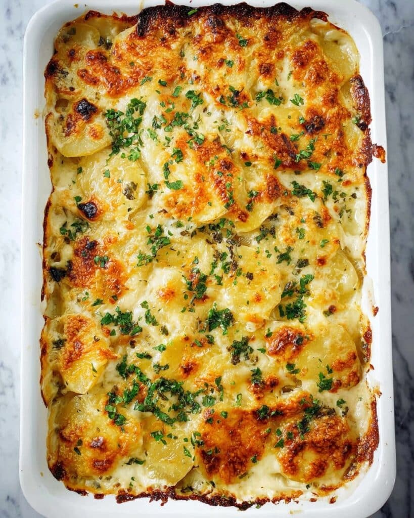 Creamy Potato and Broccoli Bake with Cheesy Topping Recipe